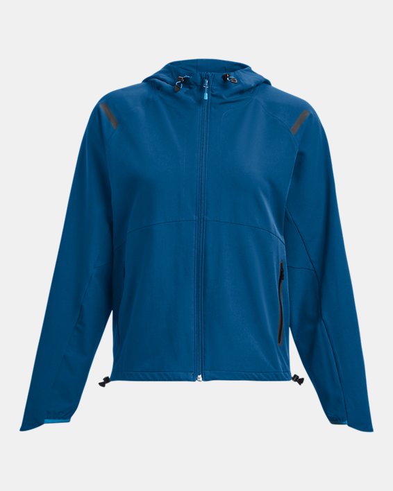Women's UA Unstoppable Hooded Jacket in Blue image number 5